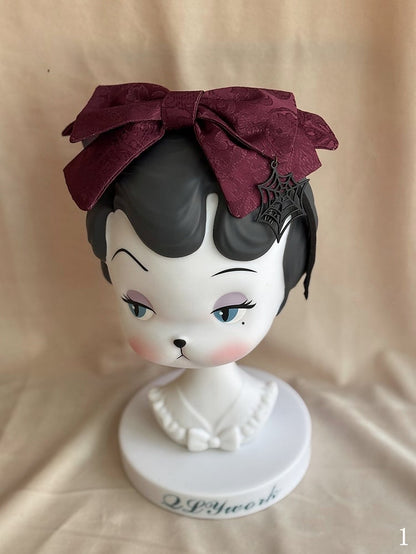Bowknot with / Gothic Spider KC Web Patterned Printed Lolita
