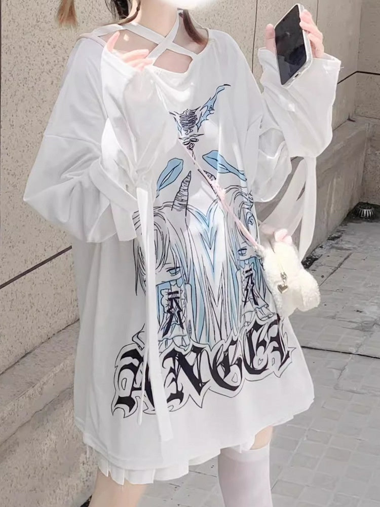 Kei T-Shirt White Twins Print Jirai