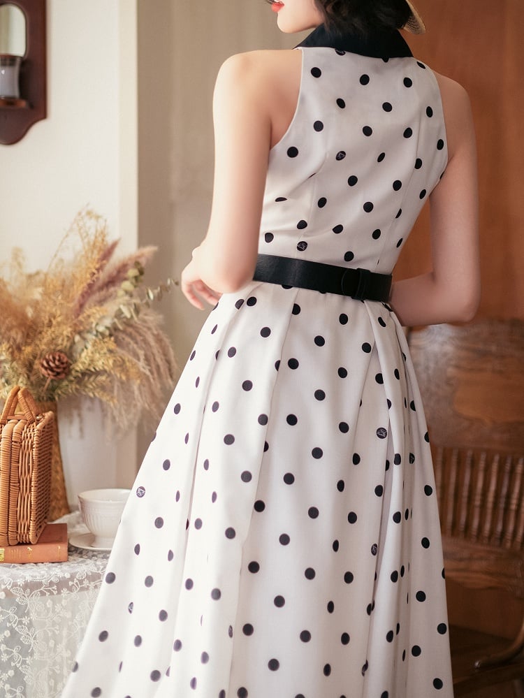 1950s Retro Polka Dot Blazer Collar Dress by Forest Wardrobe