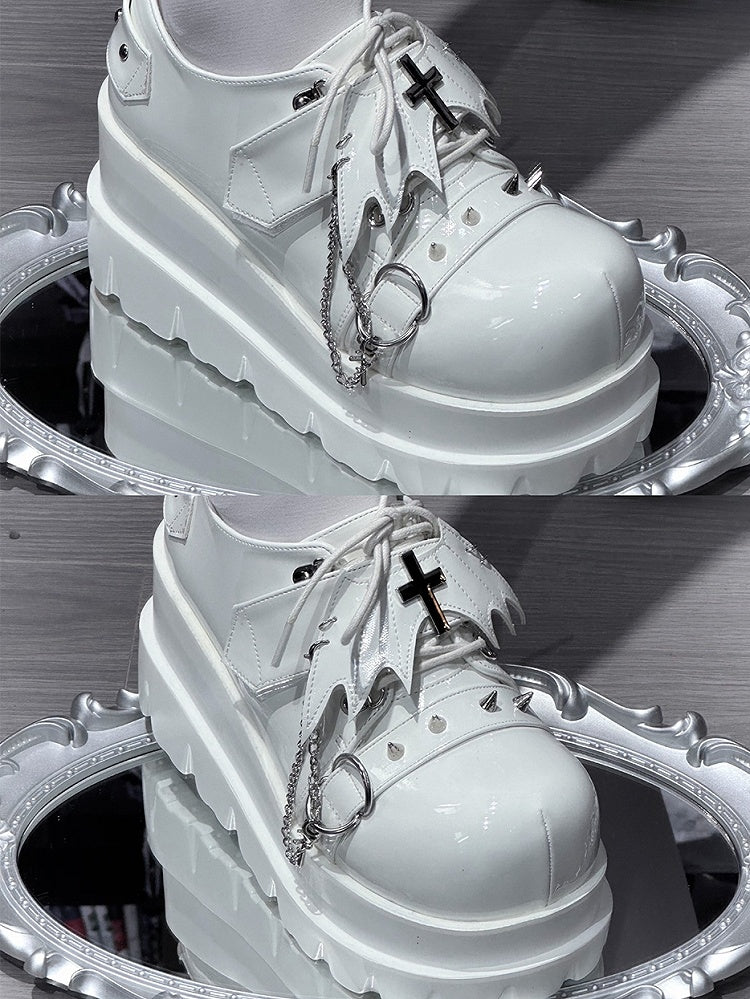 Decor Shoes Polished Closure Punk Hybrid - White Platform Wings