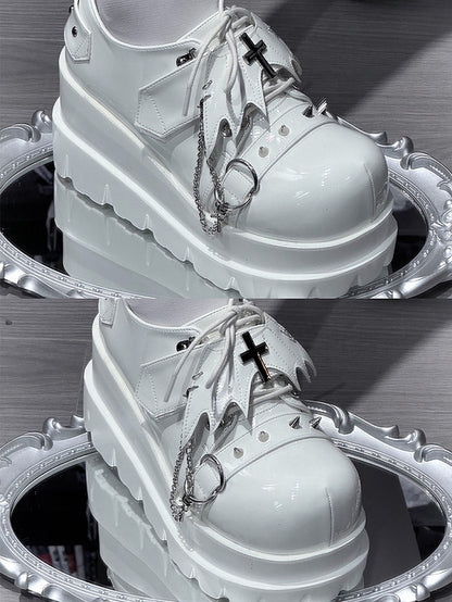 Decor Shoes Polished Closure Punk Hybrid - White Platform Wings