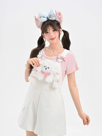 かわいい夢Tシャツ ピンク ラウンドネック