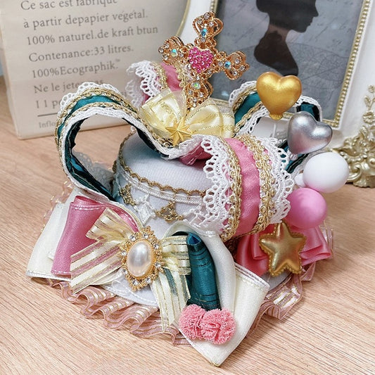 Design Heart PinkGreen Crown Cross And Mini Hat Rhinestone Circus Decorated Star