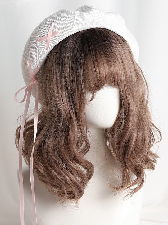 Color Options Thin Lolita 7 Beret Ribbon Lace-up