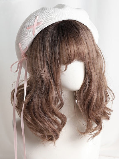 Color Options Thin Lolita 7 Beret Ribbon Lace-up