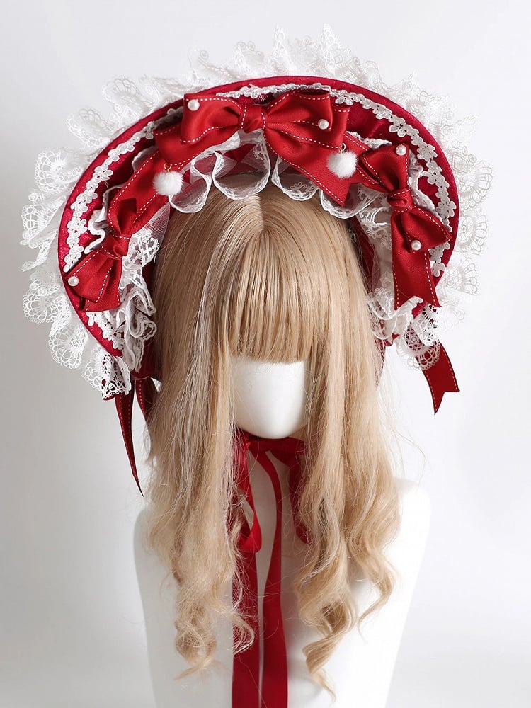 Embroidery White (Vibrant Lace Bonnet Star-Shell Elegant Red Style)