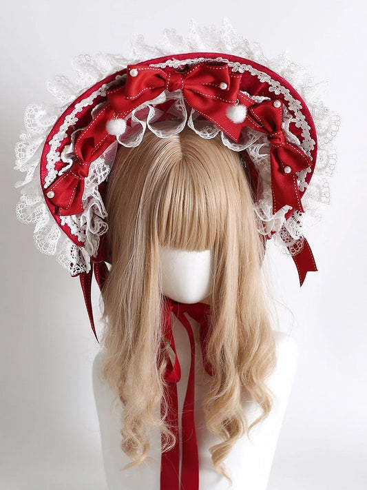 Embroidery White (Vibrant Lace Bonnet Star-Shell Elegant Red Style)