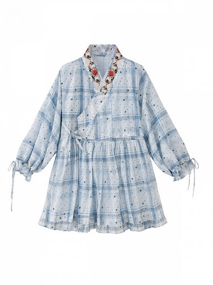 Chinese Elements Lolita Long Sleeve Dress with Lace Apron Alice in Wonderland Theme - Zao Jing Ji