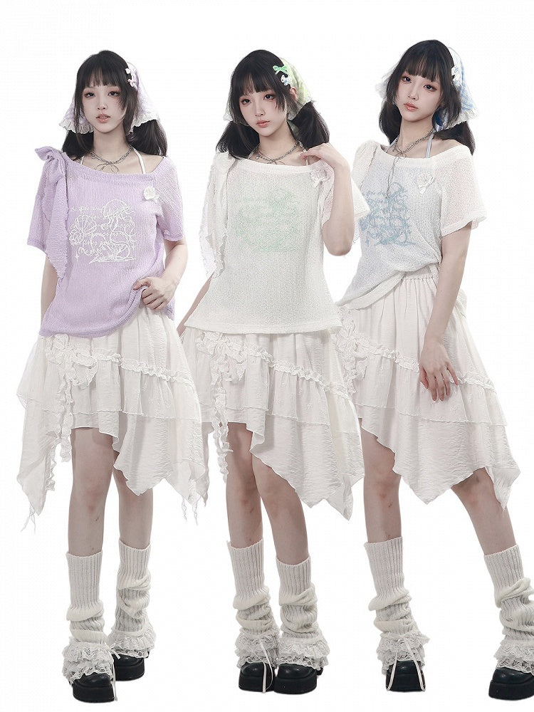 Kawaii 2-Piece Set: Asymmetrical Top & Halter - PINK SAVIOR