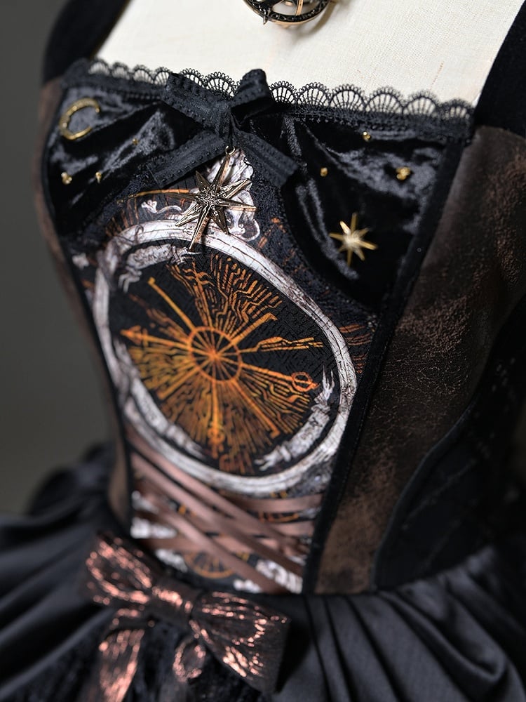 Jumper Design Tarot Skirt with Waist Drape Lolita Print Card Gothic