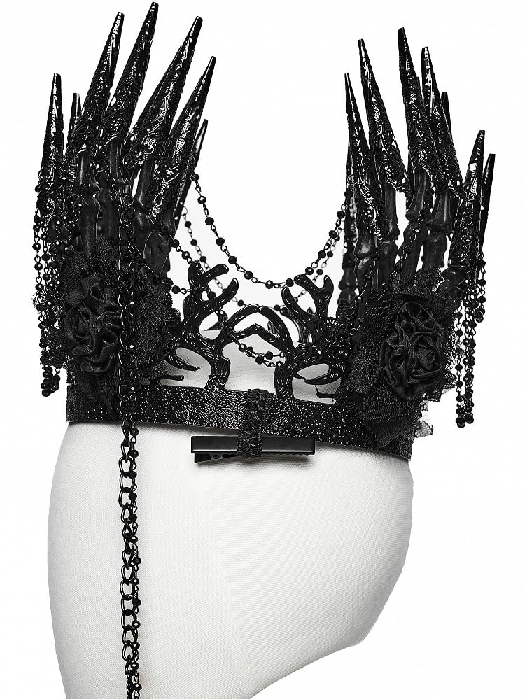 Black Goth Bone Thorn Prison Crown - Punk Rave