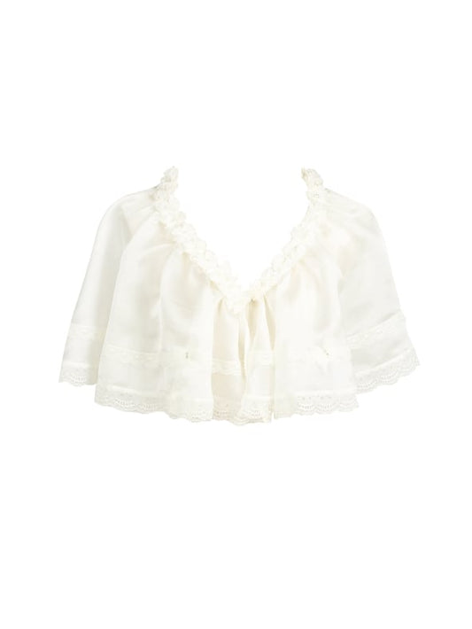 Shawl and Beige Flowers Neckline Decorated Beads