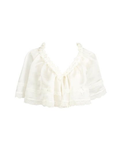 Shawl and Neckline Flowers Beige Decorated Beads