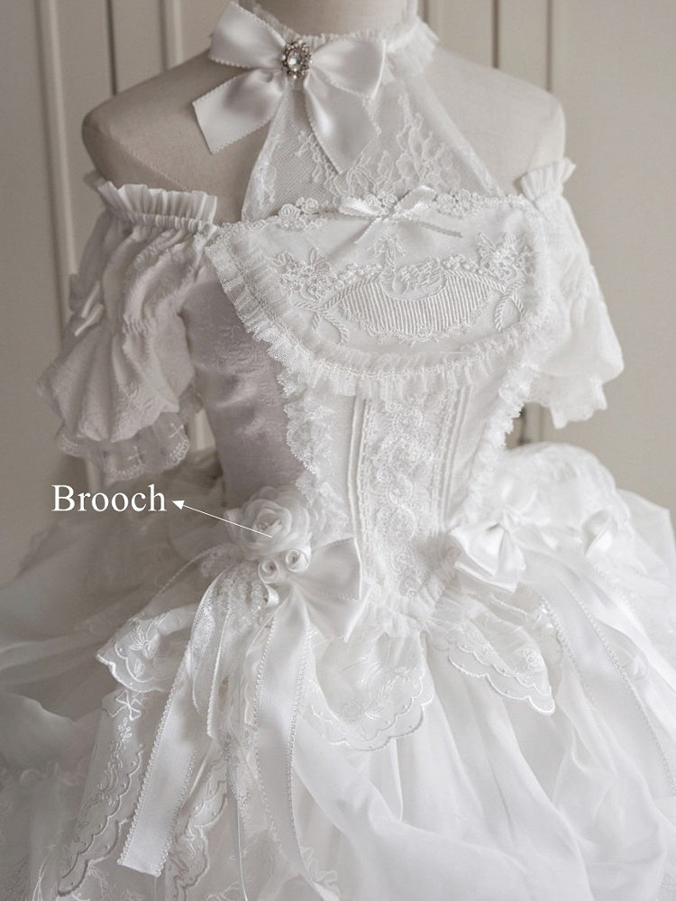 Large Flower Bead Chain Lolita Brooch 6 Colors - Moon River