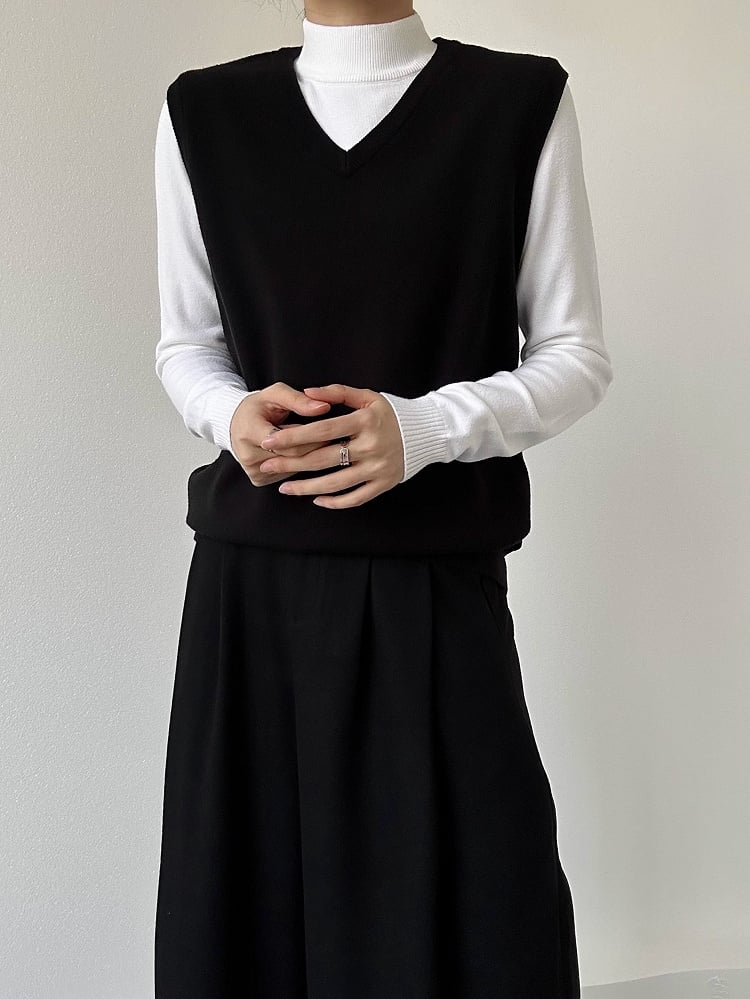 Sweater Unisex Lolita Fit Neck Slim Ouji with White Turtle Long-Sleeve