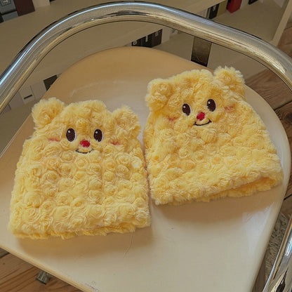 Gelbe süße Bären-Plüsch-Beinwärmer