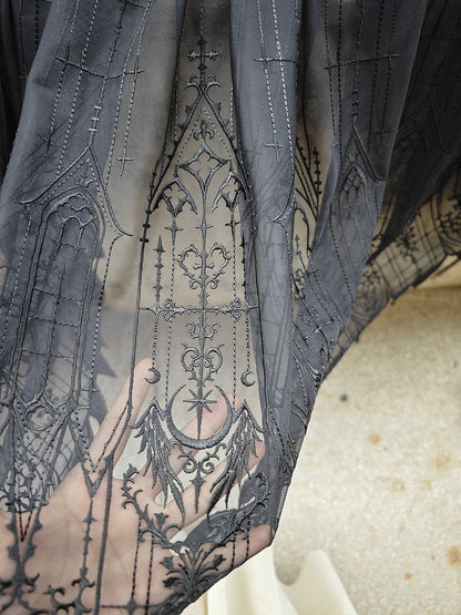 White / Black Embroidery Details Maid Lolita Apron