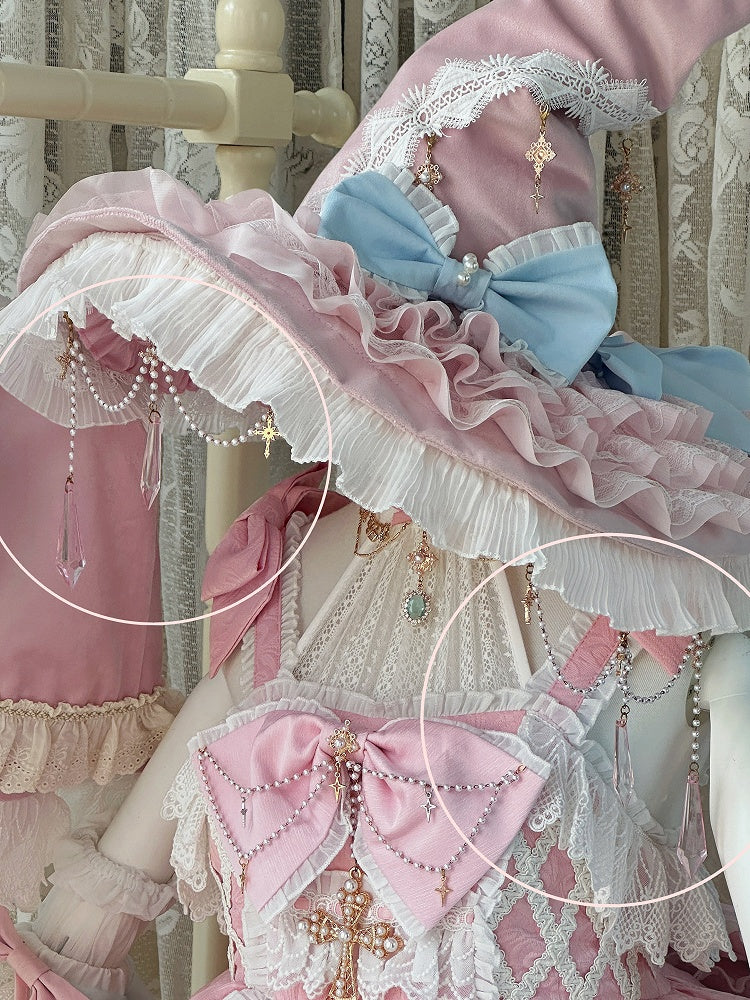 ピンクの人工クリスタルチャームビーズチェーンアクセサリー