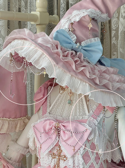 ピンクの人工クリスタルチャームビーズチェーンアクセサリー