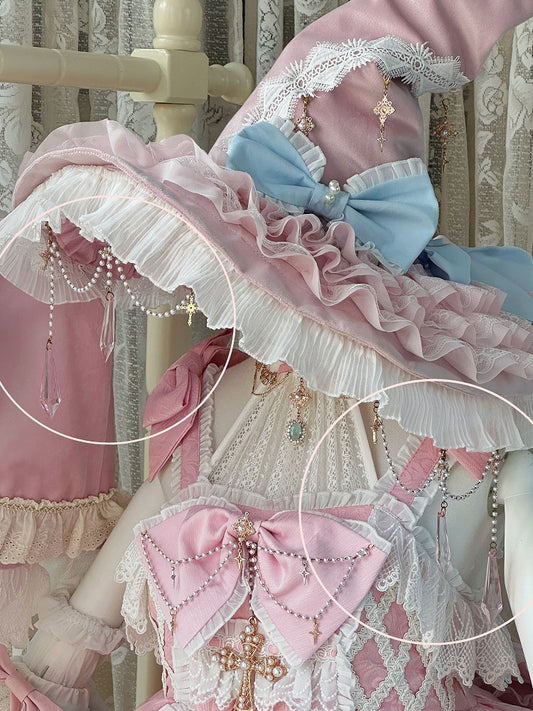 Pink Artificial Crystal Charms Bead Chain Accessory