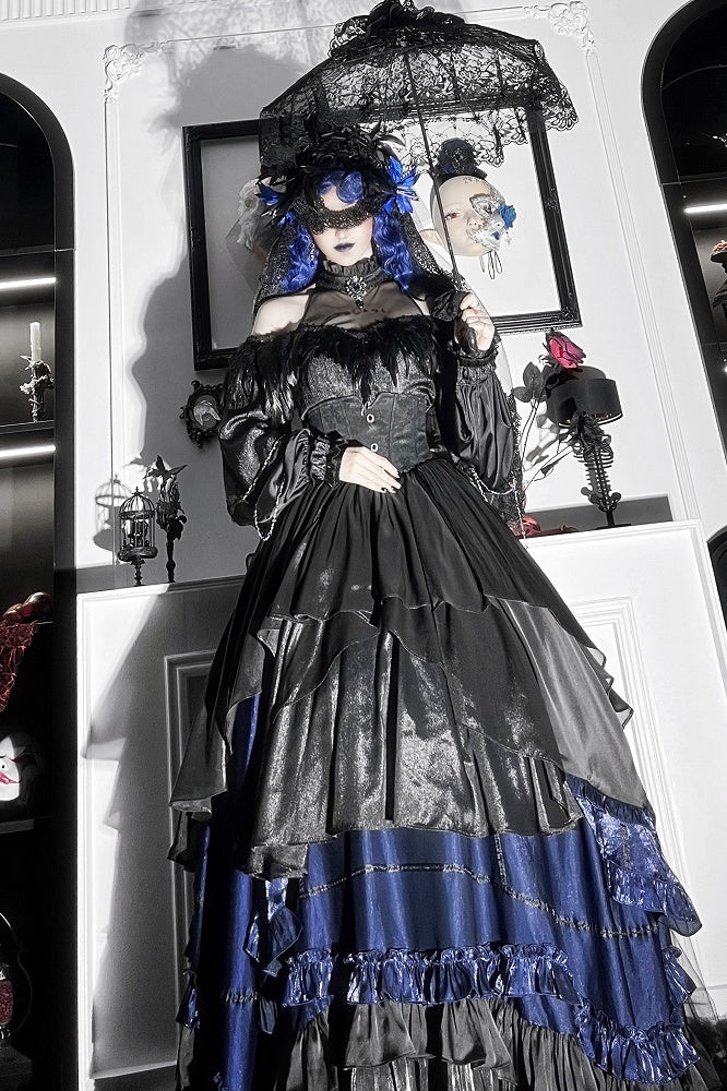Gothic Lolita Boned High Waist Layered Long Skirt