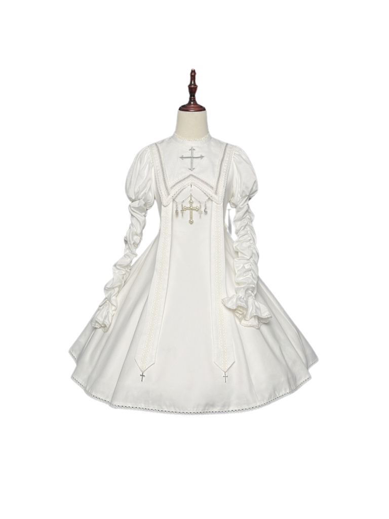 White Cross Moon Lolita Pure Dress