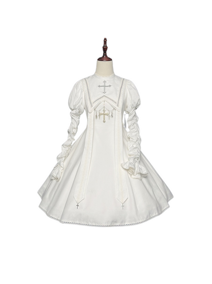 White Cross Moon Lolita Pure Dress