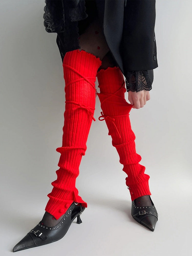 Ribbed (4 Leg Warmers Knit Colors) Tie-Up
