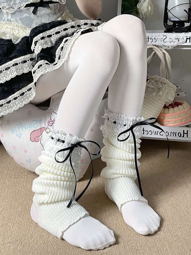 Lolita Knitted Leg Warmers Cuffs Color 7 Options Lace