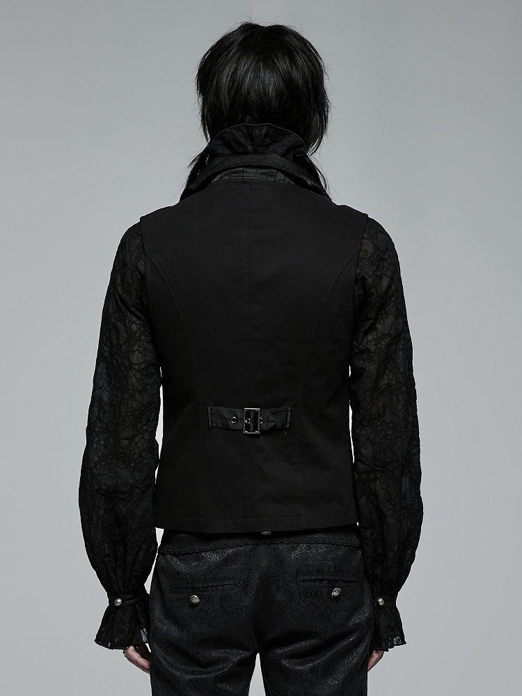 Vest Men's Black Jacquard Noble Gothic