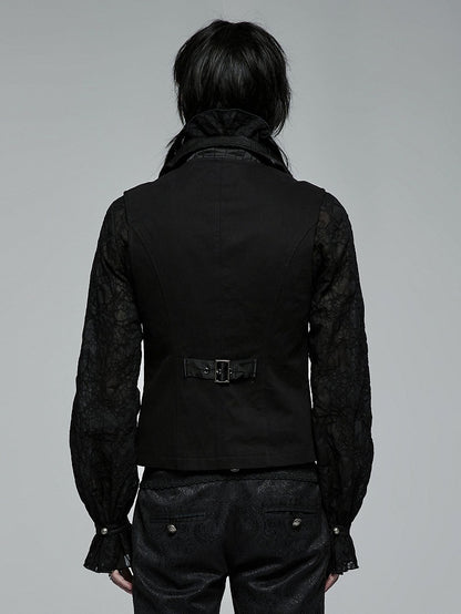 Vest Men's Black Jacquard Noble Gothic