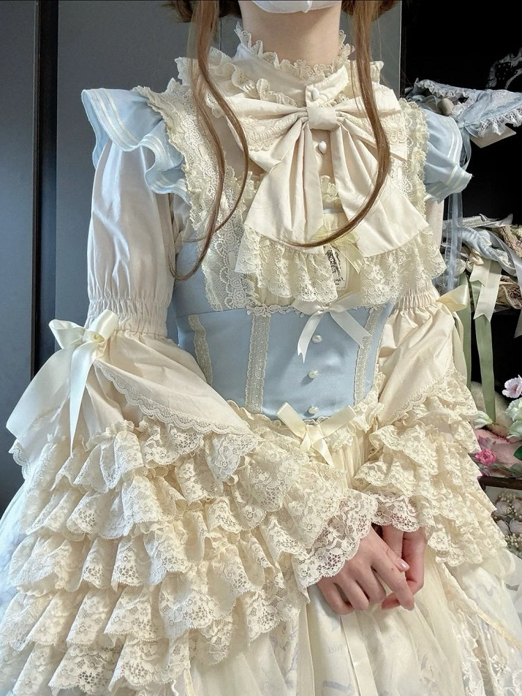 Lace Bell Blouse Layered Lolita Gorgeous Beige Sleeves