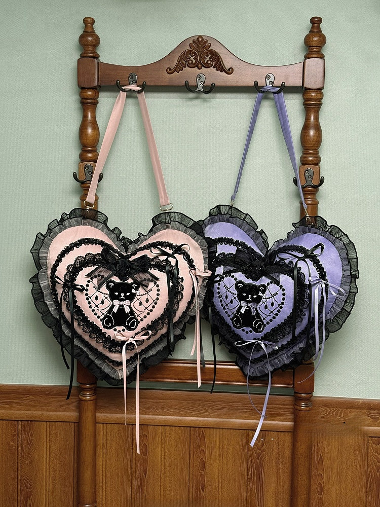 Heart-shaped Purple Pink Sweet Bag Hand / Teddy Lolita Patch