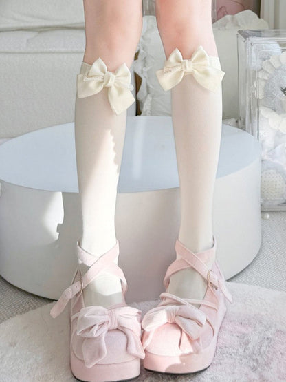 Beige Style with Lolita Accents (2 Colors: Stockings Bow