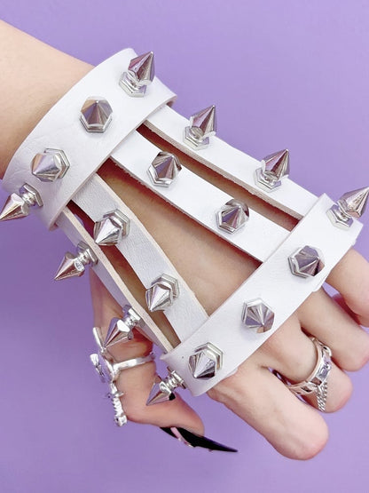 PU Bracelet Studs With Pink/White/Black Y2K Metal Punk