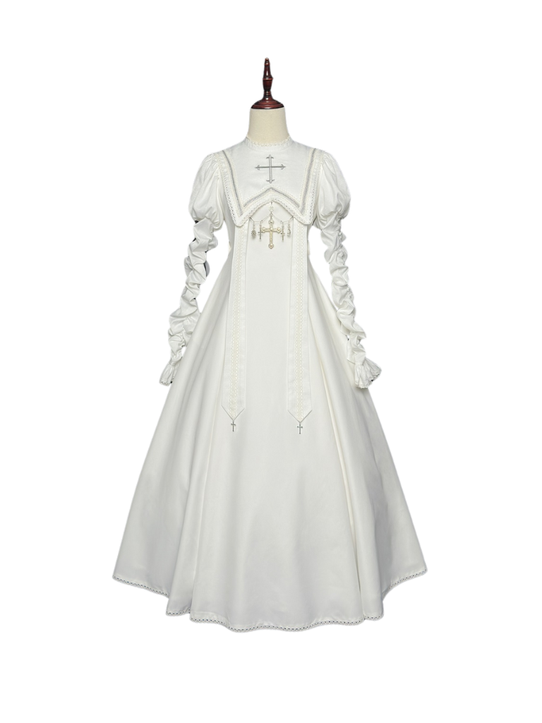 White Cross Moon Lolita Pure Dress