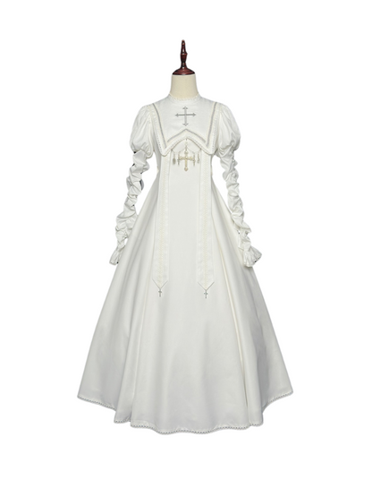 White Cross Moon Lolita Pure Dress