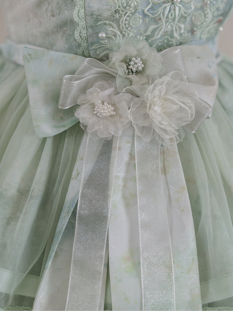 / Pink Hairclip Floral Green Purple