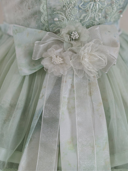 / Pink Hairclip Floral Green Purple