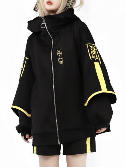 Jacket Sweatershirt Up Luminous Jirai Cyberpunk Kei Front Zip