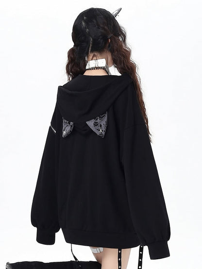 Kitten-Themed Hoodie Patches Jacket Bittersweet - Cross