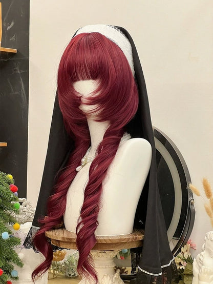 Red 72cm Roman Curly Air Bang Wig - YSHXS