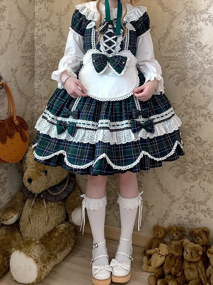 Design Lolita Trim Lace Bear Apron Ear White with