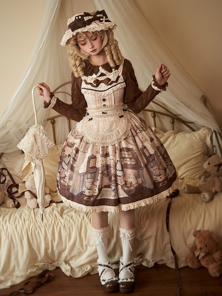 ロングカラートップスリーブニットコーヒーパンピーター