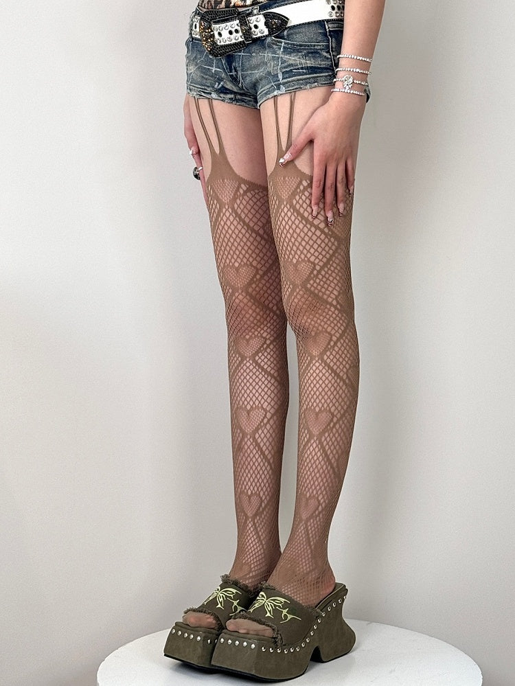 Strumpfhalter Optionen Strümpfe Details Mode 5 Diamant Gyaru Herz Farbe Muster