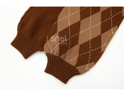 Bunny Daisies Stickerei Cardigan Braun und