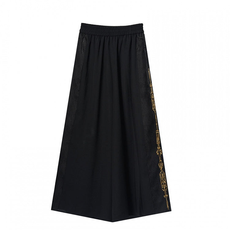 Pants Wide-leg Embroidery Style Chinoiserie Cheongsam