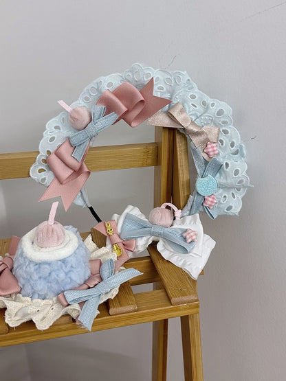 KC Lace Sweet Decoration with Bows Brown/Blue andCherry Lolita