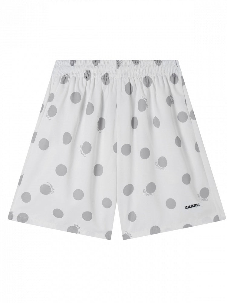 White Loose Fit Kawaii Polka Dot Bottoms - Languid Park