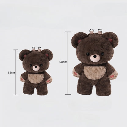 Detachable 35cm/50cm Backpack Brown Straps Plush Shoulder Bear Chocolate